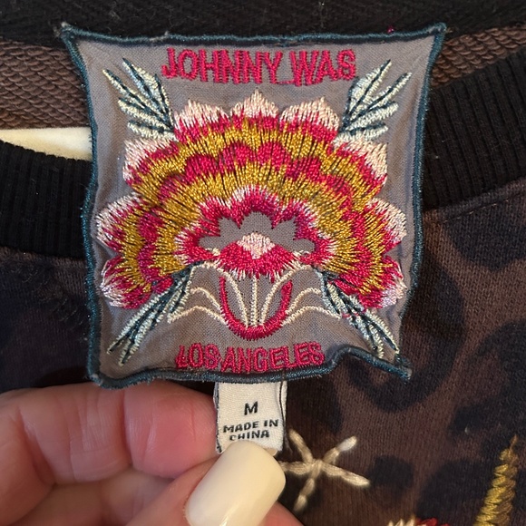 Johnny Was Leopard Print Embellished Sweatshirt - Picture 8 of 9